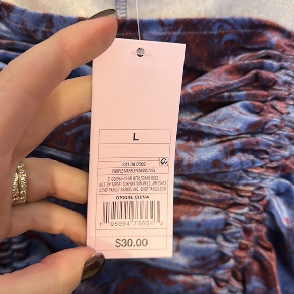 Blue Swirl Long Sleeve Velvet Bodycon Dress with adjustable ruching on f… - Picture 4 of 11